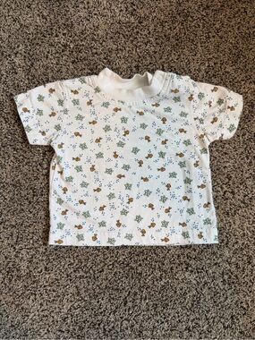Vintage Baby Boy Unisex Fish & Turtle Print T-Shirt | 6-9M